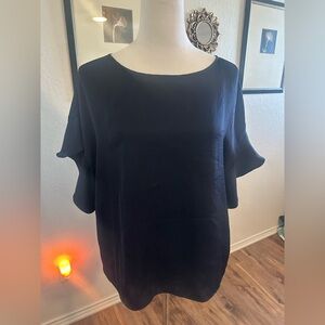 Banana Republic Dark Navy Blue Ruffle Top